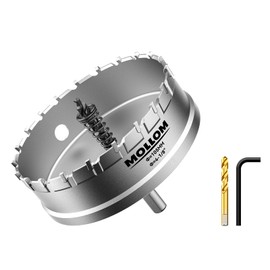 Mollom (4-1/8''|105mm) Heavy Duty Carbide Hole Saw with 2 Pilot Drill Bits, Hole Cutter cuts Stainless Steel, mild Steel, Iron, Copper, Brass, Plastic