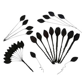HukDok Mulberry Paper Small Leaves of Roses Artificial Fake Leaf DIY Crafts Scrapbooking Wedding Bouquet Wreaths Supplies Decoration Floral Arrangements (Black)