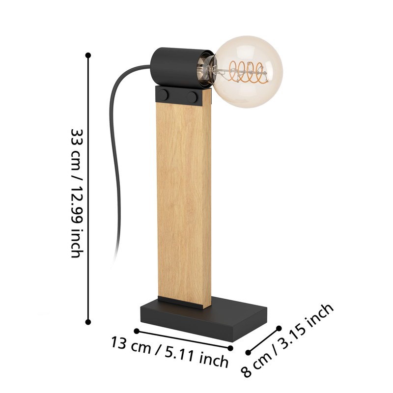 EGLO Bailrigg Table Lamp, Rectangular Table Lamp, FSC100HB, Living Room
