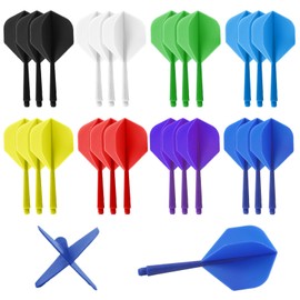 Bbtcxjs 24 STK Integrierte Dart Flights mit Schaft, Integriert Flüge & Schäfte System, Dart Zubehör Flights, mit 2BA Gewinde, Professionelles Dartzubehör(8 Farben)