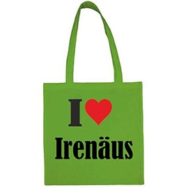 Reifen-Markt Tasche I Love Irenäus Größe 38x42 Farbe Grün Druck Schwarz