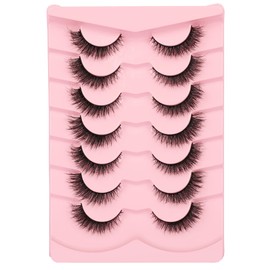 Gmagictobo False Eyelashes Natural Wispy Cat Eye Lashes Pack Short 3D Faux Mink Lashes Soft Strips Lashes Crossed Fake Eyelashes 7 Pairs