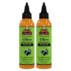 Okay 100% Pure Natural Olive Oil for Skin & Hair - Cold Pressed Olive Oil for Skin Care, After Shower Face & Body Moisturizer for Women, Men & Baby, Use for Massage, Hair Growth - 4 Fl Oz (Pack of 2)