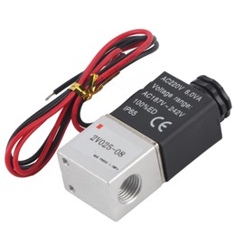 Solenoid Valve 2 Position 2 Way Aluminum Alloy Normally Closed Tools G1/4in 2V025‑08AC220V