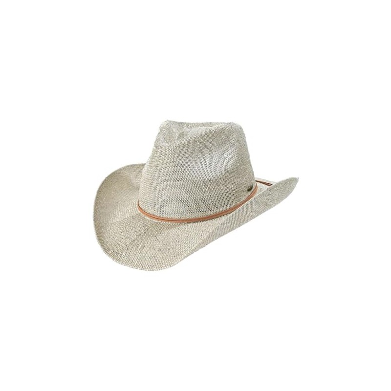 C.C Sparkly Sequin Cowboy Hat with Suede String Trim, Pearl