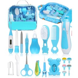 Baby Healthcare and Grooming Kit, Electric Safety Nail Trimmer Baby Nursery Kit, Newborn Care Kits with Hair Brush Comb for Newborn Infant Toddlers Ba