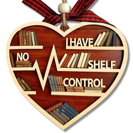 Book Lover Christmas Ornament, Wooden Bookshelf Christmas Ornament, Librarian Ornament, Reading Lovers Gifts, Book Club Gifts, Book Lover Ornaments for Christmas Tree, Book Ornament 2024