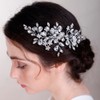 Lenjicons Wedding Floral Rhinestone Hair Comb Sparkling Crystal Bridal Hair