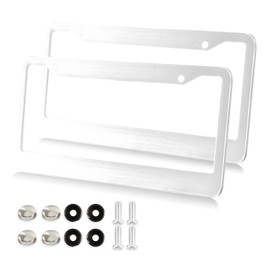 White License Plate Frame 2 Pack Car License Plate Frame for Front and Rear with Screw Caps Car Tag Cover for Women Men US Vehicle Trailer Truck