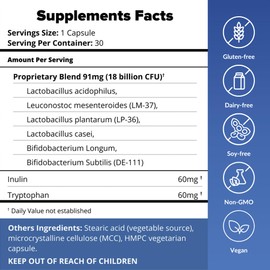 BiotiQuest Simple Slumber Probiotics to Help Improve Sleep Quality and Gut Health, 18 Billion CFU, Non-GMO, and Gluten Free, 30 Capsules