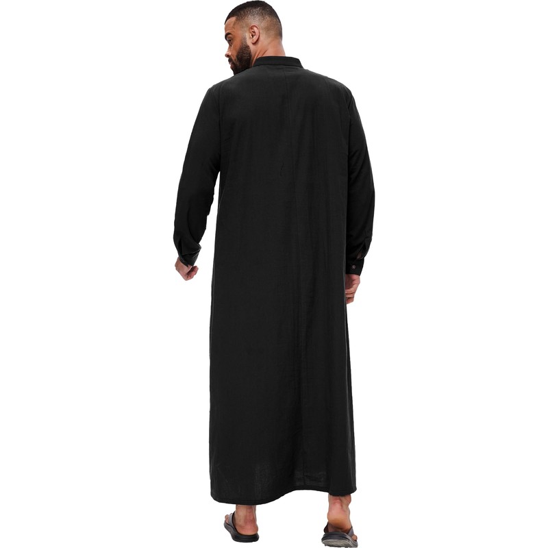 YAOHUOLE Kaftan Men's Long Thobe Men's Long Sleeve Kaftan Men