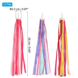 PATIKIL Bike Streamers, 3 Pair Colorful Scooter Handlebar Tassels Grips Ribbon Accessories Decorations for Bicycle Tricycle Handles, Yellow/Red/Purple