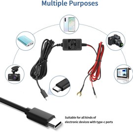 Acmerota Dash Cam Hardwire Kit Type-C Hard Wire with Fuse for Dashcam 12V-24V 5V 3A Car Dash Camera Charger Power Cord 11.4ft with Low Voltage Protection 24 Hours Surveillance