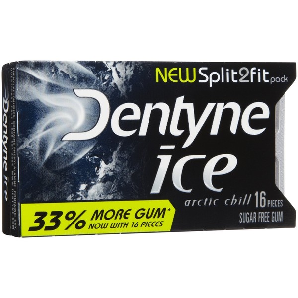 Dentyne Ice S/F Arctic Chill Gum, Split to Fit, 16 Count (Pack of 9)