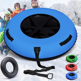 44/47 Inch River Tube withPremium Canvas Cover, Towable Snow Tube for Winter Sports, Blue/Red