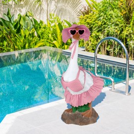 Aymolas Hawaiian Goose Outfit Summer Porch Goose Outfits Bikini Goose Clothes Cute Goose Costume for Outdoor Garden Yard Decor (Pink)