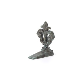 Oligsky Heavy Duty Cast Iron Door Stops, Decorative Cute Fleur De Lis Statue Metal Door Stopper Wedge, Solid & Antique Style Windproof Door Holder for Patio Yard Garden Farmhouse