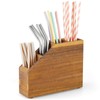 BWODYAY Straw Holder, Acacia Wood Straws Organizer, Cupboard Reusable Straws