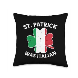 St Patrick Was Italian Shamrock Italy Flag Men Women Kids Throw Pillow