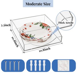 ZAVOOS Paper Plate Dispenser, 8/9/10 Inch Wall Mounted Acrylic Paper Plate Holder Under Cabinet, Easy Access Vertical Plate Organizer for Kitchen Counter, Fits Round and Square Paper Plates
