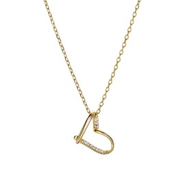 Heart Pendant Necklace for Women Trendy, Simple Dainty Cute Small Gold CZ Heart Pendant Choker Necklace for Wife Girlfriend Teen Girls Jewelry Gifts. (DS-N231203-Heart)