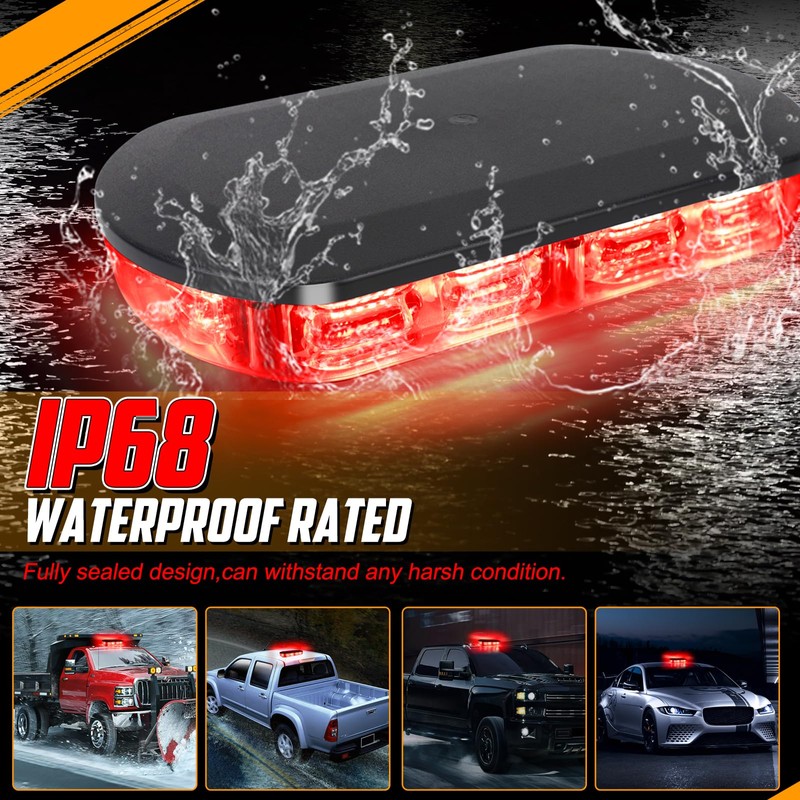 OPPBUY Rechargeable Red Emergency Roof Top Strobe Light, 48LED 17