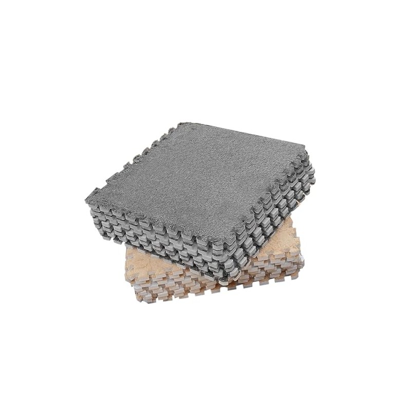 Interlocking Plush Foam Rug, 10 Pieces Cuttable Plush Puzzle Foam