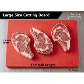 18 x 12 Red Plastic Cutting Board, 1 Inch Thick HDPP for Meat, Butchering - NSF for Restaurants and Commercial Food Service, Heavy 7 Pound for Chopping