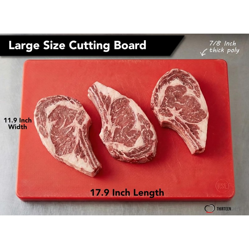 18 x 12 Red Plastic Cutting Board, 1 Inch Thick