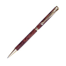 Slimline Twist Pen - Titanium Nitride - Redwood Lace Burl