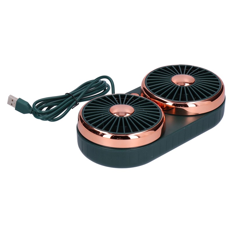 Car Fan 360° Rotatable 3 Speed DualHead USB Powered Mini