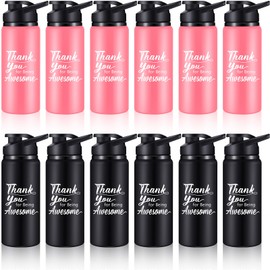 meekoo 12 Pcs Appreciation Gifts Aluminum Bulk Water Bottles Thank You for Being Awesome Lightweight Sports employee Inspirational Bike Water Bottle with Snap Lids for Travel (Silver,20oz)