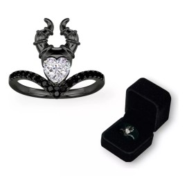 Dtup Anillo Colección Malefica Oro Negro Corazón Cuernos Princesa