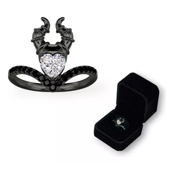 Dtup Anillo Colección Malefica Oro Negro Corazón Cuernos Princesa