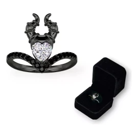 Dtup Anillo Colección Malefica Oro Negro Corazón Cuernos Princesa