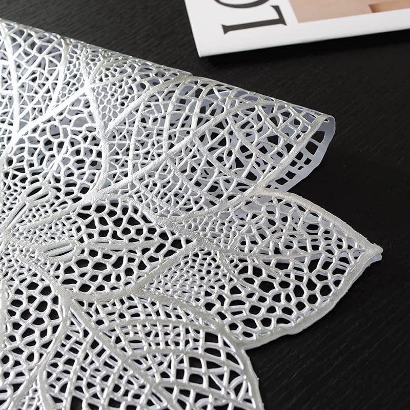 Hosoncovy PVC Hollow Table Runner Non-slip Flower Decorative Lotus Table