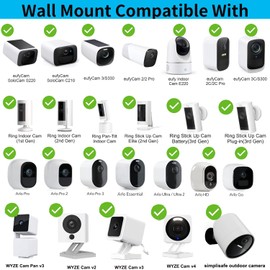 3 Pack Universal Wall Mount for Ring Stick Up Cam&Ring Indoor Cam(1st Gen)/Ring Stick Up Cam Battery/Camera Pro Battery,ARO,Nest,Wyze,Adjustable Wall Mount Bracket for Ring Get The Best View