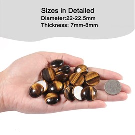 TUMBEELLUWA 10 Pcs Half Round Crystal Beads for Jewelry Making 22 mm, Natural Tiger's Eye Cabochon Gemstones No Hole Flat Back Stones for Crafts