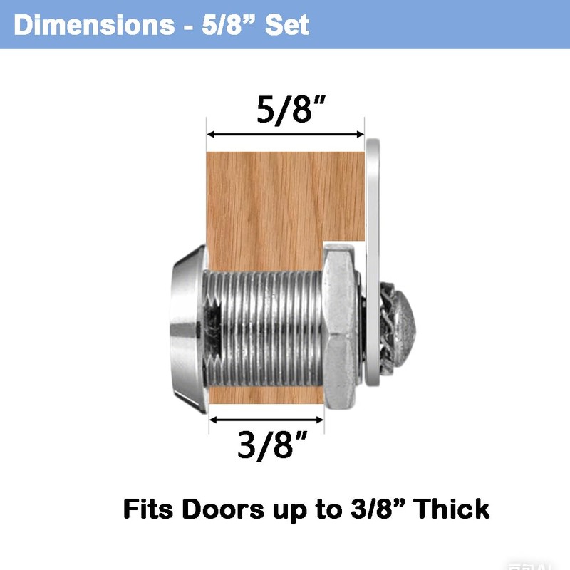 5/8" Cabinet Locks with Keys, Keyed Alike Cam Lock for