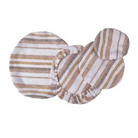 INYOWAKI 100% Pure Linen Bowl Covers For Bread Proofing, 4 Pcs Elastic Reusable Bowl Covers washable Large Ticking Striped Colorful Cloth Fabric Sourdough Lids, 6 * 8 * 10 * 12 Inches-Stripe 2