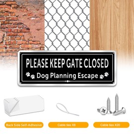 2 Pcs Please Keep Gate Closed Sign Guard Dogs Warning Signs Beware of the Dog Keep Gate Closed Sign 3.5 * 9.8 inches Aluminum Brushed UV Resistant Waterproof Please Close Gate Signs