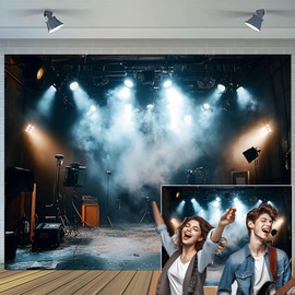 10X8ft Stage Photo Backdrop Photography Karaoke Night Background, Concert Rock Star Spotlights Drama Music Show Party Backdrops Photo Booth Prop Decorations Wall Decor Tablecloth