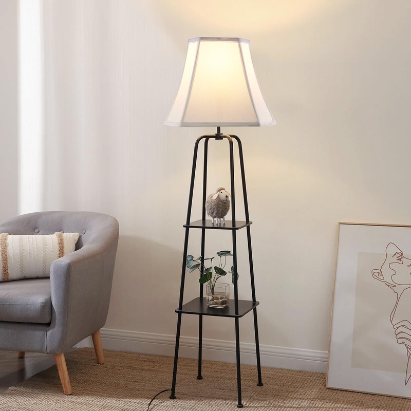 PIKOPIKO Rectangle Lamp Shade, (6×8)×(11×14)×11"Pure White Linen Lampshade for Table
