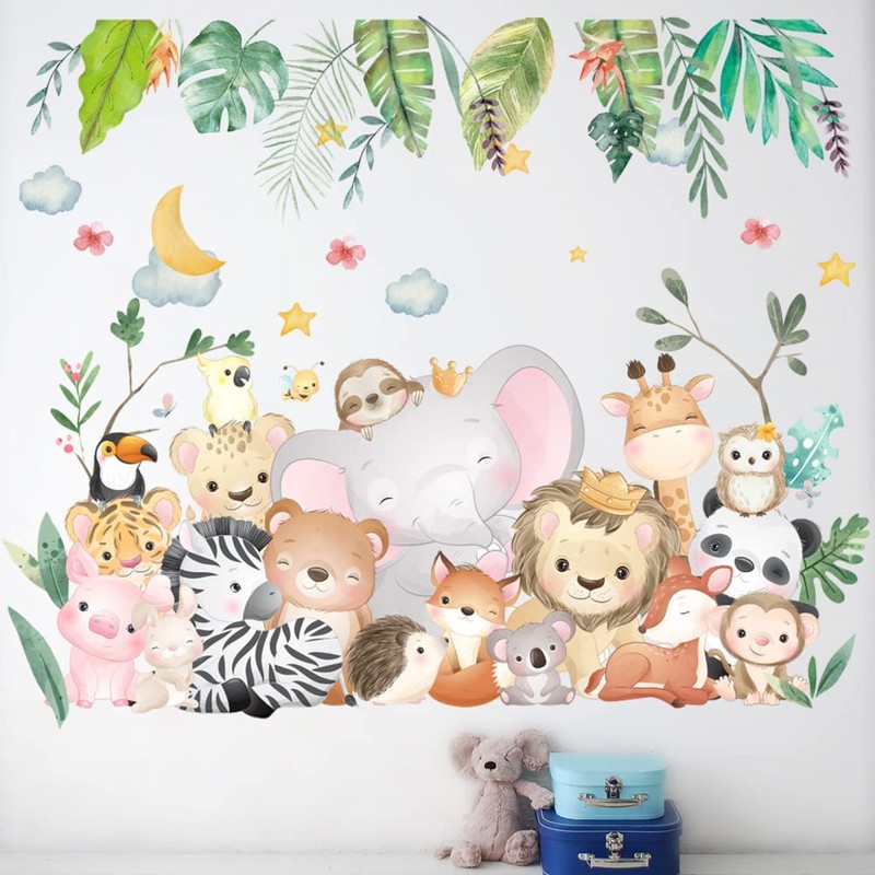 Condessacity Wall Sticker Kids Cute Elephant Lion Panda Wall Sticker
