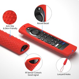 Silicone Cover for Fire TV Stick 4K+ Max 2nd gen 2023 Remote Cover, Toshiba/Insignia Smart TV Remote Silicone Case Cover Anti-Slip Sleeve with Lanyard (Red)