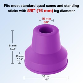 supregear Quad Cane Tips (4-Pack) - Heavy Duty Rubber 5/8 inch Cane Tip - Non-Slip Extreme Grip Cane Replacement Foot - Accessories for Walking and Standing Stick for Women, Men, Seniors, Elderly