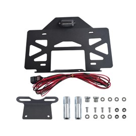 hilopexi Spare Tire License Plate with LED Light Bracket Holder for 2007-2017 Jeep Wrangler JK Rear Plates Frames Relocation Mounting with lamp (2/4 Door, Black)