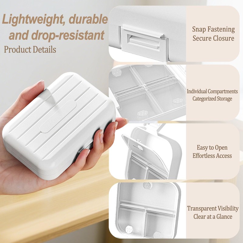 Travel Pill Case Container Medication Daily Organizer with Labels,Travel Box