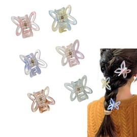 JIZIYUER 6 Pcs Small Butterfly Hair Clips Non Slip Hair Claw Clips Hair Claws Hold Jaw Clip for Thin Hair Hair Clips Cute Hair Accessories for Women Girls