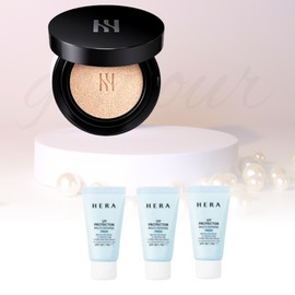 Hera Black Cushion Original 15g 21N1 Vanilla + Hera Multi-Defense Fresh Sun Cream 45ml (3 pieces of 15ml) Set / 헤라 블랙 쿠션 본품 15g 21N1 바닐라+헤라 멀티디펜스 프레쉬 선크림 45ml (15ml 3개) 구성 세트